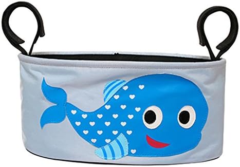 GOTiT Baby Stroller Organizer 600D Oxford Waterproof Material Fits for Strollers,Large Storage Space for Feeding Bottles,Diapers,Toys,mobile phones. (blue dolphin)