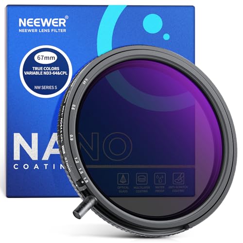 NEEWER 67mm True Colors Variabler ND und CPL Filter mit Pusher, ND3-64(1,5-6 Stop), 2 in 1 einstellbare begrenzte Neutraldichte und Polfilter, beschic