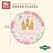 BLUE PANDA - 80-Pack Princess Party Supplies, Floral Plates (7 in)
