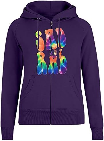 Sad But Rad Zipper Hoodie for Women - 100% Soft Cotton - High Quality DTG Printing - Custom Printed Womens Clothing