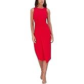 Siena Womens Crepe Scuba Faux Knotted Midi Dress
