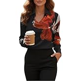 Women's Satin Long Sleeve Blouse Cowl Neck Solid Casual Elegant Dressy Office Work Tops