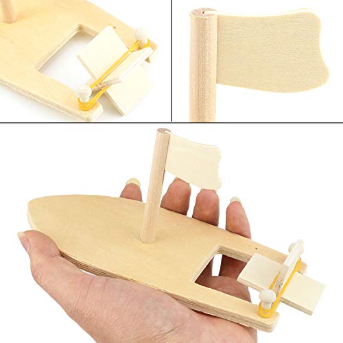 Wpxmer 3 Pack DIY Wood Sailboat Rubber Band Paddle Boat, Can be Painted and Decorated Make Your Own Wooden Sailboat