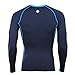 4ucycling Compression Tight Shirt Base Layer Breathable Sleeves Fit Slim Sports Design for Work Out Blue/Black