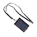 Cosmos Black Color Folding PU Leather Vertical ID Card Holder with 2 ID Window and 3 Card Slots, with PU Neck Strap Band Lanyard