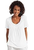 Women's Plus Size Top In Soft Slub Knit With Crochet Accents