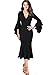 VfEmage Womens Sexy V-Neck Bell Sleeves Work Party Cocktail Sheath Dress 8992 Blk S