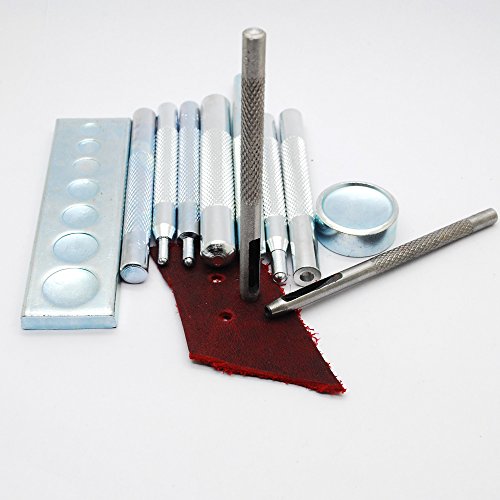 DOW 11pcs Craft Tool Leathercraft diy kit Die Punch Snap Kit Rivet Setter with Base for Punch Hole and Install Rivet Button - Thumbnail 5