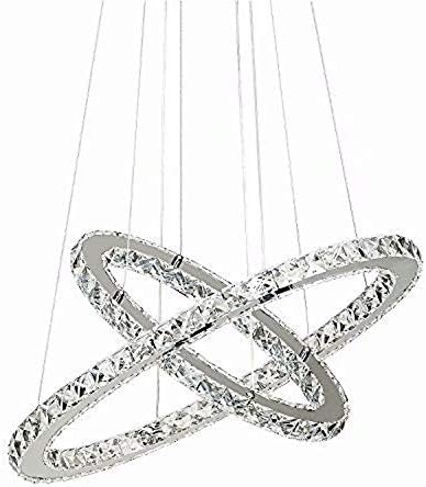 LOCO 60cm(24 inch) Luxury Modern Crystal LED Pendant Two Rings,Ceiling Light Fixture