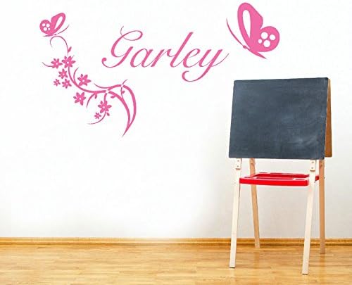 Girls Personalised Name Vinyl Wall Sticker Vine Flower Butterfly Kid's Bedroom Window Sticker N-06