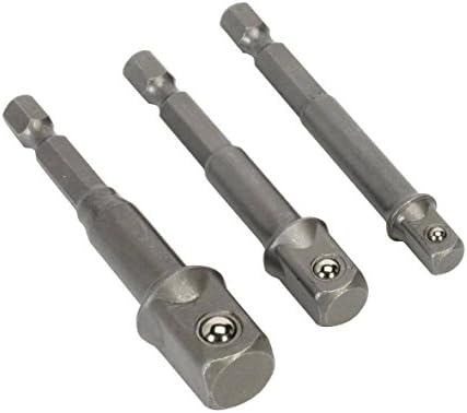 Socket Bit Adapter Drill Nut Driver Power Extension Bar 3pc Set 1/4" 3/8" 1/2"