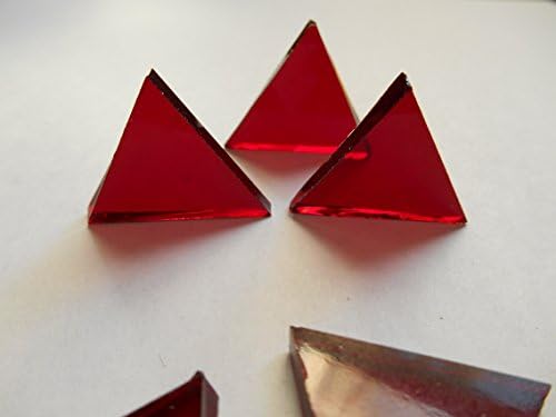FortySevenGems 50 Pieces Red Cathedral Stained Glass Mosaic Triangle Tiles 1 Inch