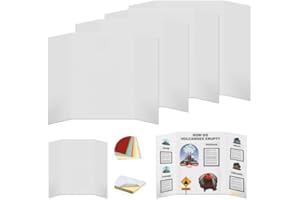 Rsgift 4 Pcs Tri-fold Poster Boards 48 x 36 inches, Premium Corrugated Presentation Boards with Double Sided Tapes,Display Boards for School Project,Exhibitions, Business Presentation