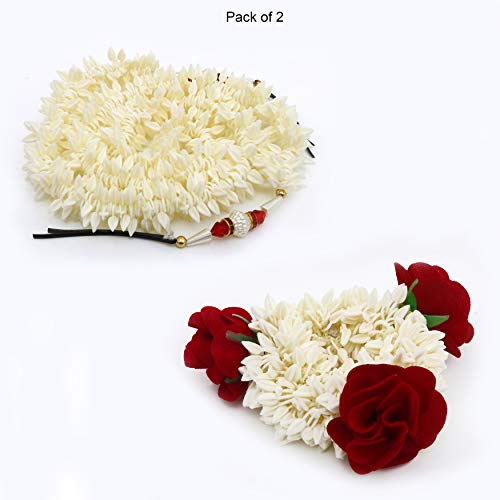Paradise Hair Bun Gajra Flower Artificial Juda Accessories for Women Red White 60 grams pack of 2 pc 4 Paradise Hair Bun Gajra Flower Artificial Juda Accessories for Women Red White 60 grams pack of 2 pc - Image 4