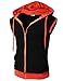 H2H Mens Active Fashion Sleeveless Hoodie Zip-up Vest for exercise BLACKORANGE US XL/Asia XXL (JNSK31)
