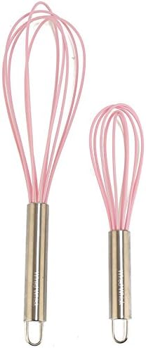 Wired Whisk Silicone Whisk Set of 2 Stainless Steel and Silicone Kitchen Utensils for Blending, Whisking, Beating and Stirring