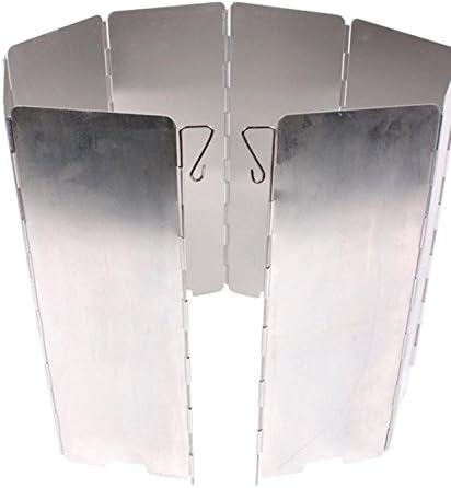 ZGBZZ Outdoor barbecue, hiking camping windshield wind deflector, folding 10 pieces, portable wind shield, aluminum plate