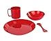 Camping Mess Kit, 16-Piece Dinnerware Set with Sporks, Plates, Bowls and Mugs, 4 Person Backpacking Lunch Gear with Mesh Travel Bag, 4 Colors, BPA Free Tableware