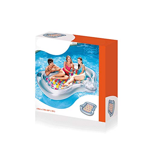 Aegilmc Inflatable Pool Float Island, Thicken Floating Bed on The Water Lounge Chair, Clear Outdoor Child Air Row Toy for Adult and Kids 85" 70"