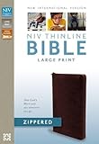 NIV, Thinline Zippered Collection Bible, Large Print, Bonded Leather, Burgundy, Red Letter Edition