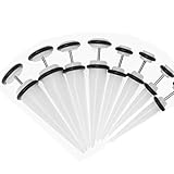 PiercingJ 8pc Acrylic Ear Taper Kit White Fake Cheater Earrings Plug Tunnel Mixe...