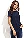 Romwe Women's Loose Short Sleeve Round Neck Solid Summer T-Shirt Tops Blouse Navy XS