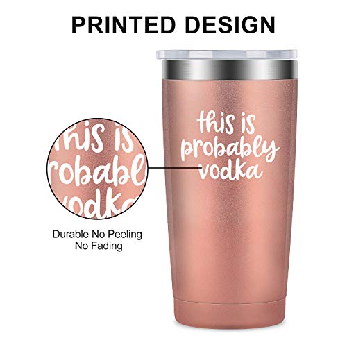 This is Probably Vodka Tumbler - Vodka Gifts for Women - Funny Birthday Wine Lovers Gifts Ideas for Best Friend, Mom, Daughter, Grandma, Nana, Her - LEADO 20oz Tumbler Travel Mug Stemless Sippy Cup - Thumbnail 3