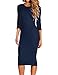 ICONOFLASH 3/4 Sleeve Midi Bodycon Dress (Navy Blue, X-Small)