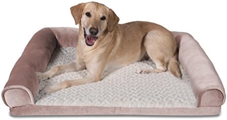 Sleepi Deluxe Bolster Memory Foam Pet Bed, 32" x 40" x 6", Warm Taupe