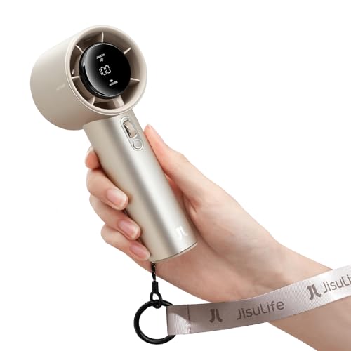 JISULIFE Handventilator Pro1S – High-Speed Luftstrom: Bis zu 40h Laufzeit, Metallgehäuse–Dauerhafte Qualität, 1–100 Speed-Scrollrad, 5000mAh – Tragbar
