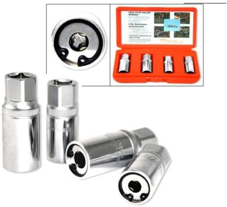 4 pc Metric Stud Puller Wrench Remover Socket Set by Sockets