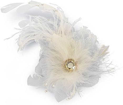 Bridal Headpiece Handmade Feathered Jeweled Rhinestone Hair Clip (4669)