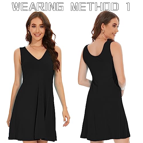 WOMEN SUMMER DRESSES BEACH SLEEVELESS CASUAL PLAIN SIMPLE DRESS ROUND NECK/V-NECK SOLID COLOR BASIC DRESSES