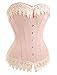Alivila.Y Fashion Womens Sexy Vintage Lace Trim Corset 2606-Pink-2XL