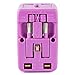 Yubi Power Dual Outlet Travel Adapter with 2 Universal Outlets - Built in Surge Protector and Neon Light Indicator - Foldable Prongs for Type A, C, G, and I Outlets | Works in 150+ Countries