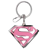 Supergirl Pink Shield Design Enamel Key Chain