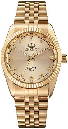 Men's Classic Gold Stainless Steel With Rhinestones Quartz Wrist Watch (Gold face)