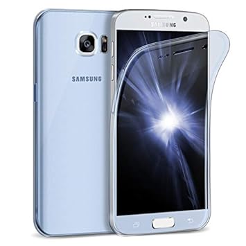 Zhinkarts Handy Hülle für Samsung Galaxy S7 - Full Body 360 Grad TPU Silikon Crystal Case - Komplett Schutzhülle Cover in Bla