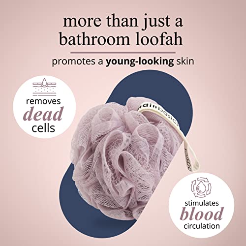 MainBasics Bath Shower Loofah Sponge Pouf Body Wash Scrubber (Set of 3