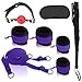 Sexy Slave Extreme 11-Piece Restraints Kit Under Bed Bondage Ankle Wrist Cuff Restraint Set with Blindfold Ball Gag Whip Value Pack (Purple ）thumb 1