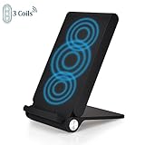 Foldable Wireless Charger, 3 Coils Qi Wireless Charging Pad for Samsung Galaxy S7/S7 edge/S6 Edge Plus/S6 Edge/S6/S8/S8 Plus, iPhone 8/8 Plus/iPhone X and All Qi-Enabled Devices (Black)
