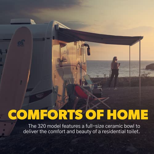 Dometic 320 RV Toilet Gravity Flush with enameled wood seat