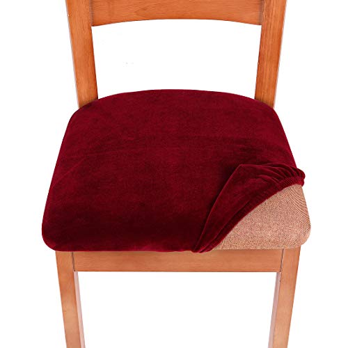 Smiry Original Velvet Dining Chair Seat Covers, Stretch Fitted Dining