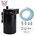EVIL ENERGY Polish Baffled Universal Oil Catch Can Reservoir Tank Breather Filter Kit Aluminum Black