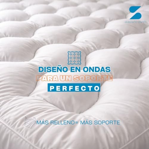 STEFANO ZANNI Cubre Colchón Tipo Colchoneta Microfibra Extra Confort - Extra Relleno 7 cm de Microgel y Down Alternative, Máxima Comodidad y Soporte, Hipoalergénico. King Size (200cm x 190cm)