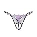 Open Crotch G String Panties for Women Sheer Lace Thong Embroidery Intimates Rhinestone Pendants Brief Sexy Underwear