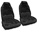 Black Faux Sheepskin Seat Cover Pair - Soft Plush Synthetic Wool Bucket Seat Covers