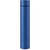 Vesici Slim Water Bottle 8.8 oz Small Stainless Steel Purse Insulated Water Bottles Camping Travel Backpack Pocket Flask for Car Cold Coffee Tea (Dark Blue,1 Pack)