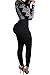 VamJump Women 2016 Print Long Sleeve High Waist Bodycon Jumpsuits Rompers Black