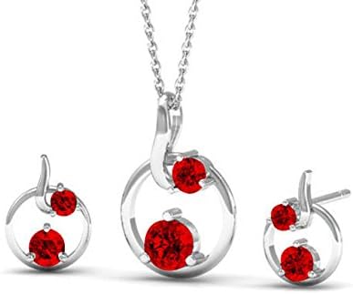 Swarovski Elements Crystals Ruby Color Designer Pendant Jewelry Set for Women and Girls by Glimmering